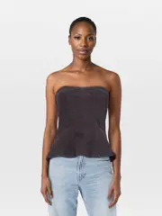 Navy Linen Corset Top