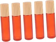 ELAYARD 5pcs Mini Glass Bottles Wooden Lid Portable Vial for Essential Oils Perfumes and Travel Leakproof Containers for Home