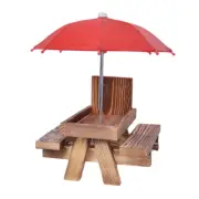 Wooden Squirrel Feeder Bird Squirrel Feeder Creative Pet Dining Table with Bench