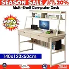 Office Computer Desk with Drawers Study Table Shelf Metal Frame Workstation