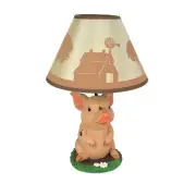Muddy Delight Barnyard Pig Sculptural Table Lamp with Decorative Shade