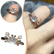 Jadeite Ice Type Small Crab Ring Open Ring Small Crab Ring Unisex Fashionable