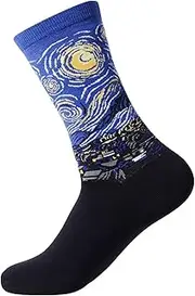 [YUSENPET] Men&Women's Artwork Print Crew Socks, Alternative Novelty High Dress Socks Cotton, One Size