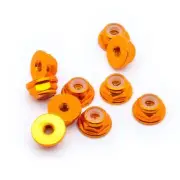 10pcs M3 Flange Locking Hex Nuts Nylon Insert Anodized Aluminum (Orange)