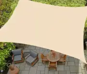 9ft x 6" Beige Waterproof Shade Sail For A Patio/Garden/Backyard