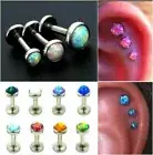 Opal Bezel Labret Triple Piercing Forward Helix Earring Tragus Cartilage Studs`