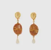 Oscar de la Renta Pink Kintsugi Drop Clip-On Earrings - N22-2