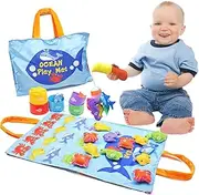 Toddler Toys Montessori Toys for 6-12months, 22 pcs Cloth Fishing Toys Games for 1-3 Years with Stacking Cups, Number Counting, Color Sorting, Shape Learning for Toddler Boys Girls Birthday Gift