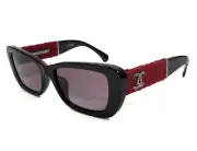 Chanel Sunglasses 5514-A c.1461/S1 Burgundy Tweed Asian Fit Frames Violet Lenses