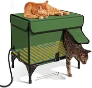 Large Indestructible Heated Cat House for Outside Winter, Extremely Waterproof & Weatherproof Heated Outdoor Cat House for Winter, Insulated Cat House with Heater for Stray Cats Kitty L