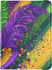 [Amooorous] Carnival Mardi Gras Yellow Purple Mask Leather decorative cute passport holder Wallet Combo Passport Cover Holder Wallet Case Waterproof, Carnival Mardi Gras yellow purple mask, 1 size