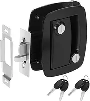 WELLUCK RV Entry Door Lock with Paddle Deadbolt, 100% Metal Camper Door Latch Handle, Zinc Alloy RV Door Lock Replacement Kit Secure for Camper Horse Travel Trailer Cargo Hauler, Black, Not Key Alike