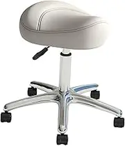 Saddle Stool, 360° Rotating Salon Stool, Lifting Stool, Saddle Chair Bar Stool, Round Rolling Stool for Hairdressing Stool, White, as described