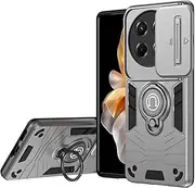 Drop-Proof Phone case Compatible with Infinix Tecno Spark 30 Pro Case with Kickstand & Slide Camera Cover, Shockproof Military-Grade Case Rugged Protective Cover Precision-fit Phone Cover(Silver)