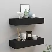 Wall-Mounted Drawer Shelves 2 pcs Black 60x23.5x10cm MDF Wall Furniture