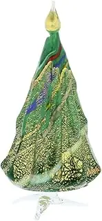 Glass Of Venice Murano Glass Christmas Tree Standing Sculpture - Green and Gold. Christmas Ornament for Holiday Décor, Italian Handmade