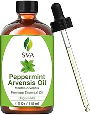 SVA Japanese Peppermint Essential Oil 4 Oz - 100% Pure, Natural & Premium Therapeutic Grade for Diffuser, Skincare, Haircare, Body Massage, Aromatherapy, Soaps & Candles