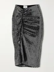 [Marant Étoile] Marant Étoile - Dolene Ruffled Sequined Tulle Skirt - Silver - FR 38 FR 38 Silver