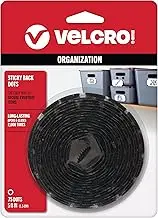 VELCRO Brand - Sticky Back Hook & Loop Fasteners, 5/8" Coins, 75 Sets, Black