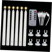 Rechargeable Taper LED Candles 6 PCS with Remote Timer Suckers, 3D Flickering