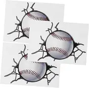 3 Sheets Baseball Wall Sticker Removable Wall Decal for Boys Durable Pet Material Sports Decor for Gym and Fitness Creative and Eye Catching Design