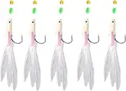 Perfk 5Pcs Fishing Sea Rigs String Hooks Sturdy Fishing Supplies with Luminous Beads Fishing Lures for Saltwater Mackerel Bass Pollock