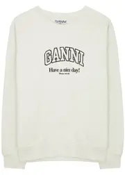 Ganni Logo-print Cotton Sweatshirt - Cream - L/XL (UK16 / XL) L/XL (UK16 / XL)
