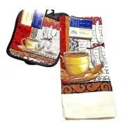 Coffee Cup Kitchen Towel Potholders 3-Piece Set Pot Holder Cotton Polyester Gift
