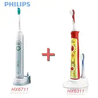 在飛比找PChome商店街優惠-PHILIPS 飛利浦 HX6711美白電動牙刷+HX631