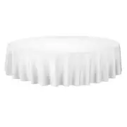 5x White TableCloth 224cm Round Fabric Cloth Linen-Look 100% Jet Spun Polyester