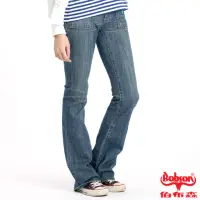 在飛比找momo購物網優惠-【BOBSON】女款貼口袋伸縮中喇叭牛仔褲(藍77)