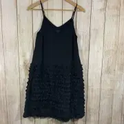NWT Cynthia Rowley Black Sleeveless Ruffle Slip Dress Sz XS