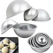 DXIA 10 Pieces Metal Bath Bomb Moulds, DIY Soap Bath Bomb Moulds Set, Cake Candle Crafting Moulds Aluminium Ball Shape, 5 Size Bath Molds Cake for Bath Bombs Handmade Soaps & Cake