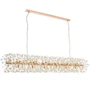 Lerida Gold 18 Light Bench Pendants Rectangle Crystal Chandelier Lights Telbix Lighting