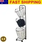 PREMIUM 3- Tier Metal Wire Laundry Basket Dirty Clothes Storage Hamper NEW