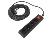 PS-470WS/1.5-10BK Extension cable sockets: 4 PVC black 3x1.5mm2 10m 16A JON