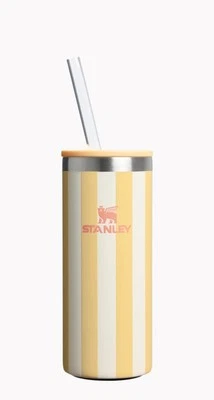 New Stanley The Everyday Slim Can Cooler Cup 10 OZ Yellow Stripes