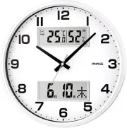 MAG Wall Clock, Analog, Thermometer, Hygrometer, Calendar, Silent, Continuous Se