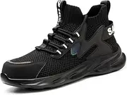 [LIWEGHT] Safety Shoes for Men Women Slip Resistant Steel Cap Shoes Boot Comfortable Steel Toe Work Shoes Lightweight Safety Shoe Boot for Industrial, Construction Black