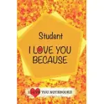 STUDENT I LOVE YOU BECAUSE /LOVE COVER THEMES: WHAT I LOVE ABOUT YOU GIFT BOOK: PROMPTED FILL-IN THE BLANK PERSONALIZED JOURNAL/ TONS OF REASONS WHY I