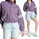 【adidas 愛迪達】Tracktop 女款 紫色 運動 休閒 立領 寬鬆 口袋 飛鼠袖 短版 外套 IP6507