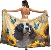 [XYMZR] Cocker Spaniel Dog Cute Women's Sarong Swimsuit Coverups Chiffon Bikini Wraps Skirt with Tassels L