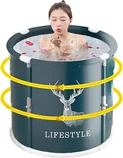 Portable Bathtub - Folding Ice Barrel Plunge Pool,Soaking Bathing Tub for Adults, Separate Family Bathroom SPA Tub for Hot Bath Ice Bath