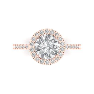 1.85Ct Round Cut Moissanite Solid Gold Halo Engagement Promise Statement Ring