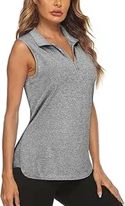 [Koscacy] Womens Golf Shirts Tank Tops for Women 2024 Loose Fit Sleeveless with Collar Yoga Athletic Running Shirts