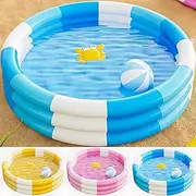 Blue/Pink/Yellow Round Baby Pools Inflatable Kid Swimming Pool 3-Layer for Toddlers, Outdoor, Garden, Backyard, Summer Water Party(Yellow,90cm/3ft)
