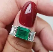 1. 95 Ct Radian Cut Natural Emerald Diamond Proposal Ring 14K solid White gold