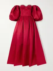 [Sabina Bilenko] Sabina Bilenko - Off-the-shoulder Crystal-embellished Mikado Gown - Red - UK 12 UK 12 Red