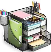 EVOOMI SpecialOps 3 Tier Mesh Desk Organizer PLUS - The Upgraded Time, Space & Sanity Saving Desktop Organizer System for Productivity Success - Ideal Pencil File Paperclip Post It Holder Organizer