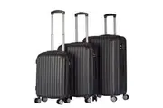 3pc Milano Slim Line Hardshell ABS Travel Rolling Luggage/Suitcase Set Black